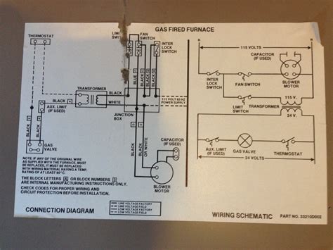 gas heat furnace wiring diagram schematic 